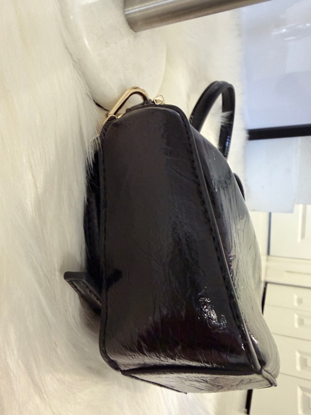 Zara Mini Bucket Bag with Metallic Gold Handle with storage bag - Picture 9 of 14